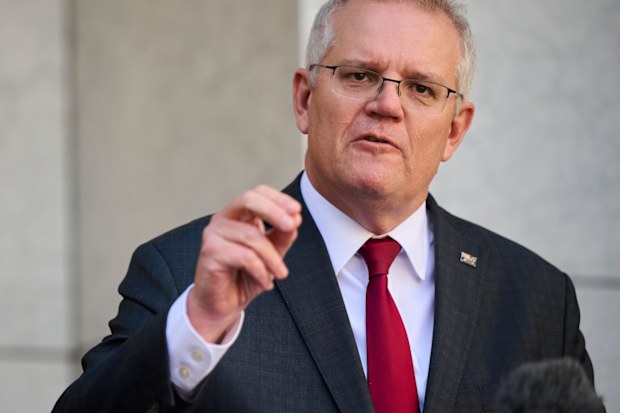 Prime Minister Scott Morrison speaks during a press conference about COVID-19