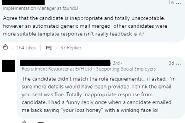 Recruiter shares abusive letter from rejected candidate: 'You get what you give'
