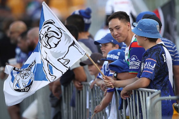 People at Auckland Bulldogs game in 2019