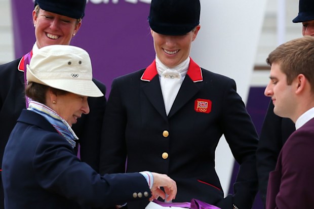 Princess Anne presents Zara with her medal