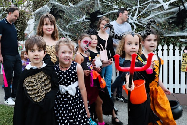 Halloween. Trick Treaters in Willoughby. 31st Oct 2019.