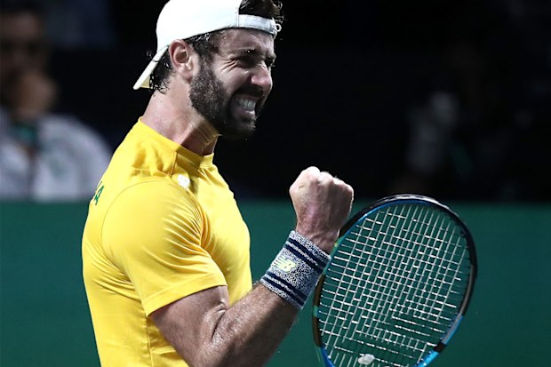 Jordan Thompson got Australia off to the perfect start against the Netherlands, beating Tallon Griekspoor in three sets