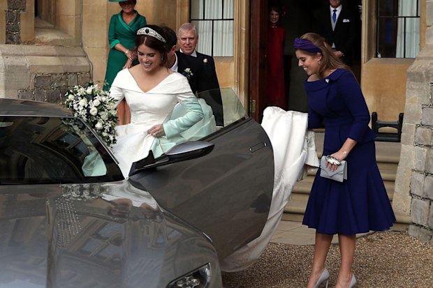 Princess Beatrice as maid of honour at Princess Eugenie's wedding.