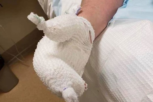 Bride spent over five hours at the hospital getting her fiance treated