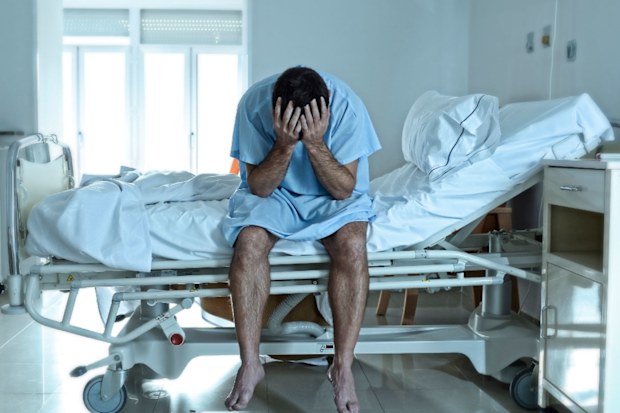 Sick man in hospital 