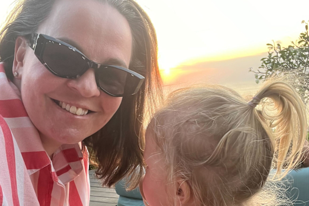 Mum Amy and her daughter on holiday