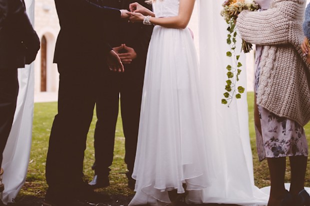 Bride and groom at wedding