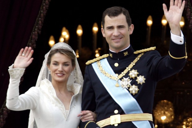 Queen Letizia and King Felipe of Spain on their wedding day.