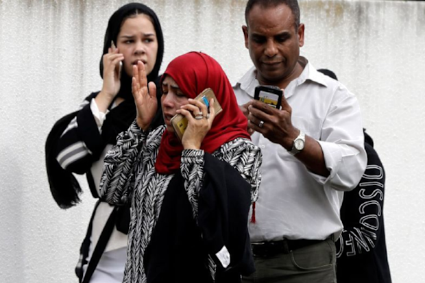 Parents outside mosque Christchurch