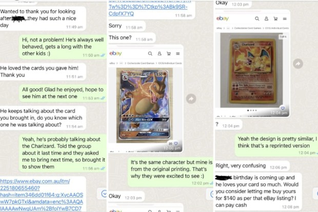 Reddit user attacked by mum for not selling Pokémon card. 