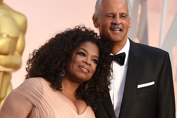 Oprah Winfrey and Stedman Graham on the red carpet at the 2015 Academy Awards.