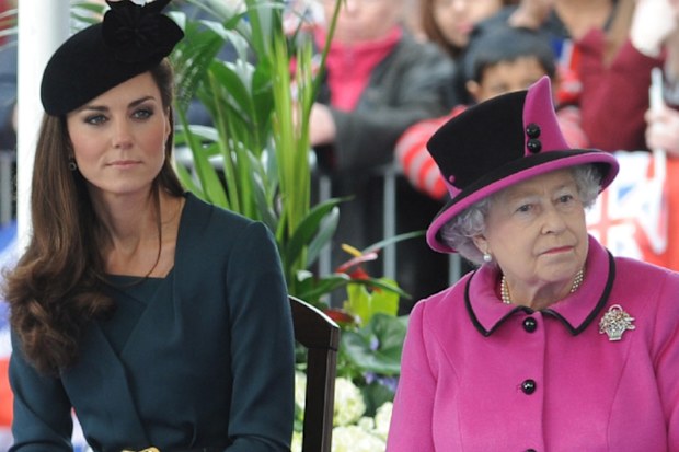 The Duchess of Cambridge sits with the Queen 