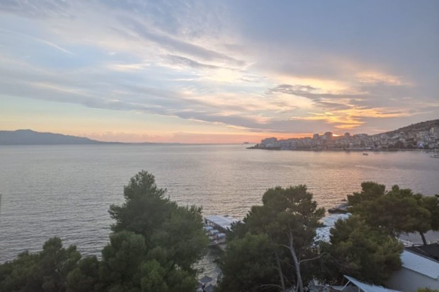Sunset views of Saranda beach in Albania.