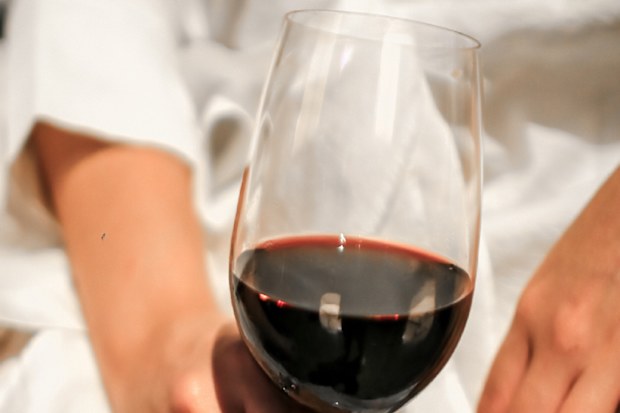 Red wine white dress