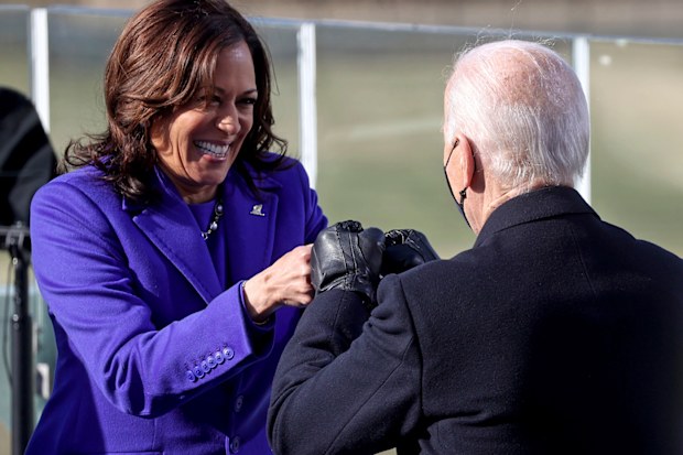 Vice President Kamala Harris bumps fists with President-elect Joe Biden after she was sworn in during the inauguration, Wednesday, Jan. 20, 2021, at the U.S. Capitol in Washington. (Jonathan Ernst/Pool Photo via AP)