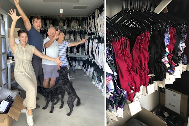 Rachael with loved ones in her garage when she first started Marvell Lane.