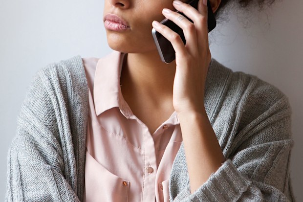 Woman on phone call.