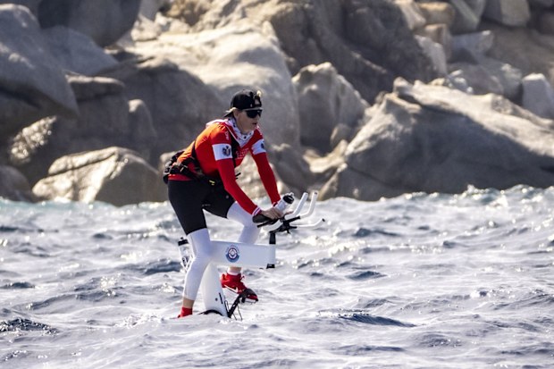 Princess Charlene rides a water bike