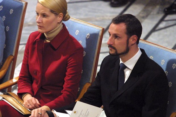 Prince Haakon and Princess Mette-Marit in their first public appearance post-engagement. 