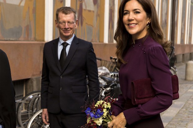 Princess Mary of Denmark seen without her engagement ring and wedding ring