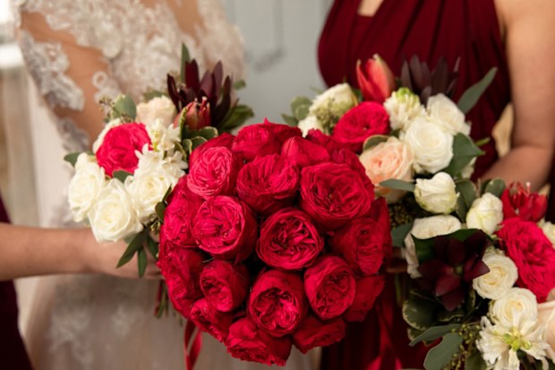 bride and groom wedding fight with guest over colour of dress