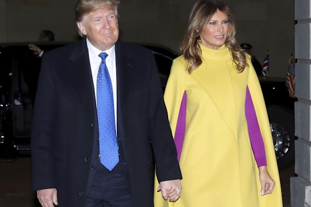 Donald and Melania Trump arrive at Buckingham Palace for NATO leaders reception.