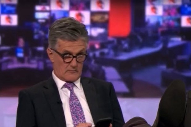 BBC News host caught with feet up on desk