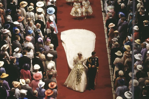 Princess Diana and Prince Charles on their wedding day, 1981.