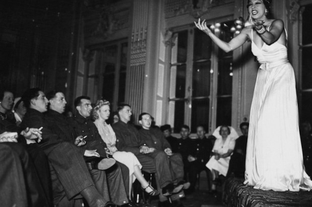Josephine Baker entertains troops in 1940.