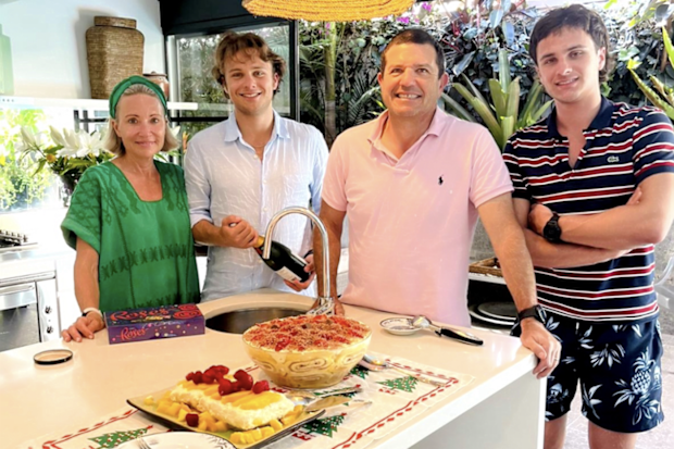 Monique van Tulder with her husband and their two adult sons.