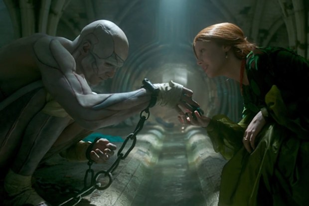 Jacob Elordi and Mia Goth as The Creature and Elizabeth in Guillermo del Toro's Frankenstein.