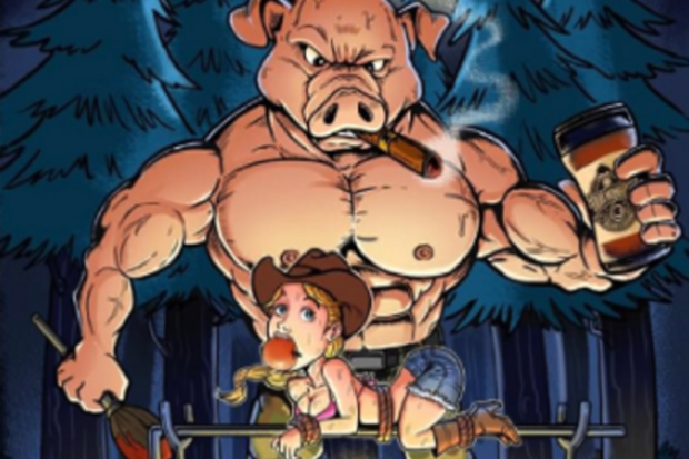 Boss Hogg and the Duchess of Pork offensive ad image.