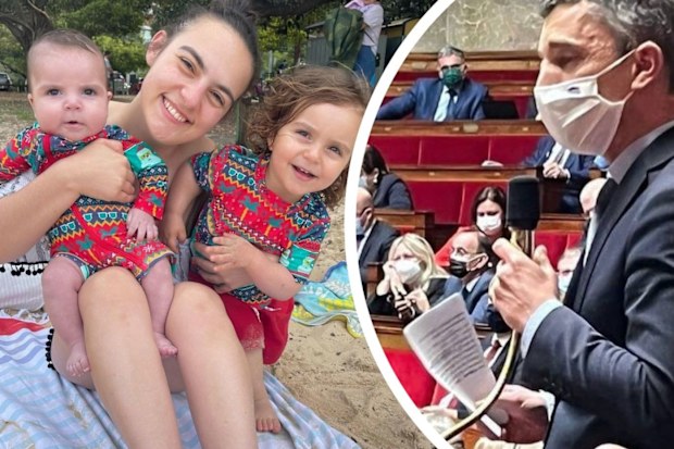 Nikolina Kharoufeh with two kids and French MP on online safety for kids.