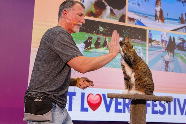 Robert Dollowet and Didga at the Cat Lover's Festival.