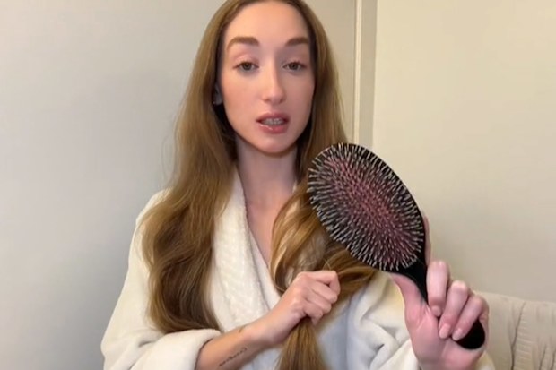 TikTok user @madeleinewould with her Mason Pearson hairbrush.