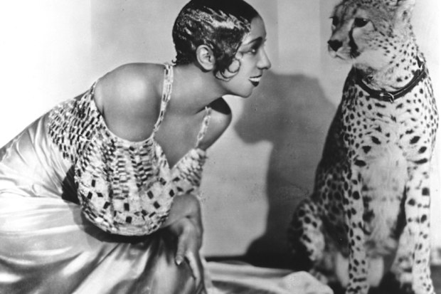 Josephine Baker with her pet cheetah.
