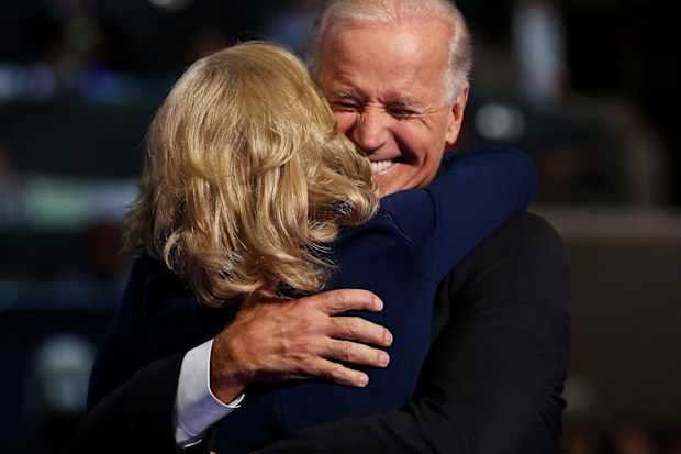 Joe Biden hugs wife Jill Biden, 2012