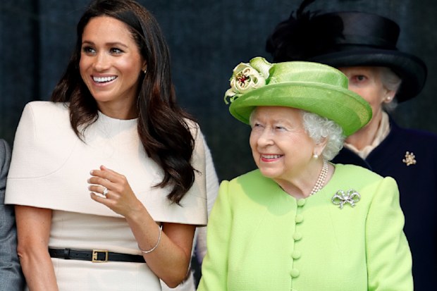 Meghan, Duchess of Sussex and Queen Elizabeth II attend a ceremony to open the new Mersey Gateway Bridge on June 14, 2018 in Widnes, England. 