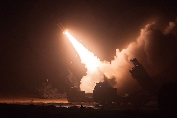 A missile is fired during a joint training between the United States and South Korea on June 6, 2022