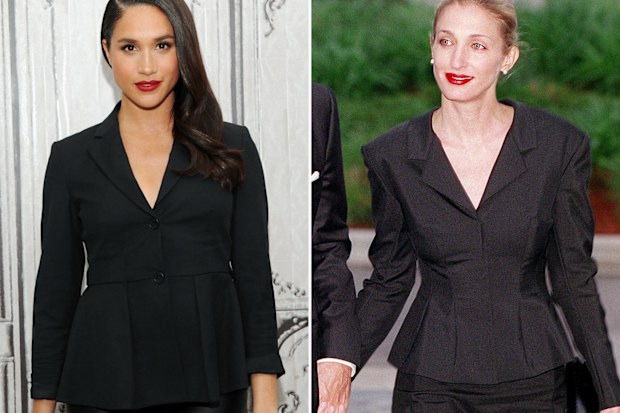 Meghan Markle in 2016; Carolyn Bessette Kennedy in 1999.