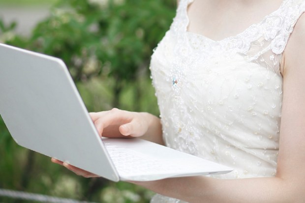 Bride using computer