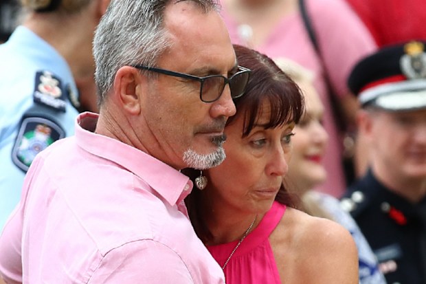 Lloyd and Sue Clarke attend a memorial for their murdered daughter and her three children at the hands of her former partner.