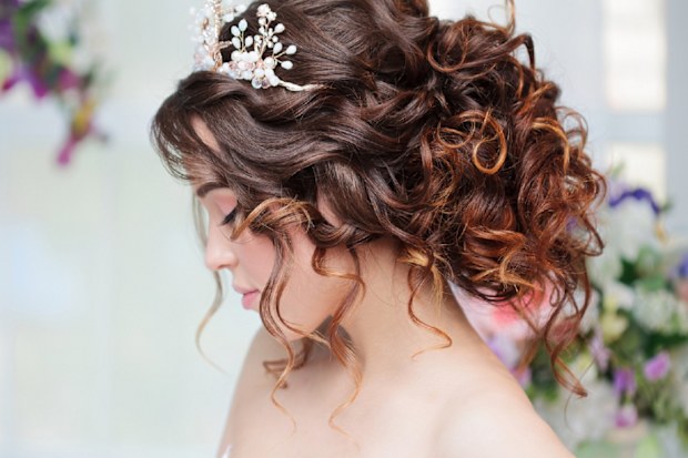 Bride wears a tiara