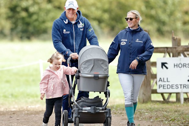 Zara and Mike Tindall with their daughters Mia and Lena