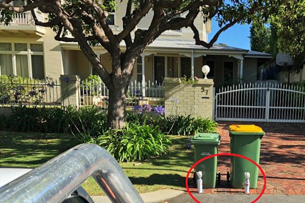 Australian home leaves bins with gift at Christmas