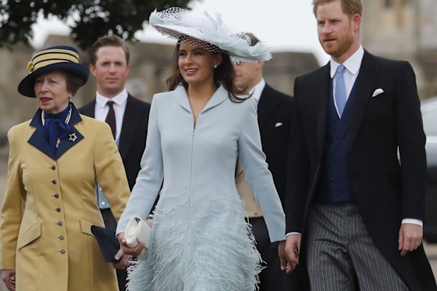 Princess Anne, Lady Frederick Windsor and Prince Harry at Lady Gabriella Windsor's wedding.