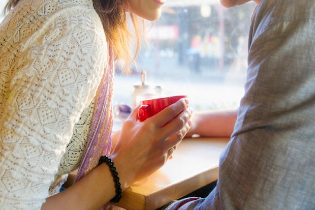 Couple on a date in a cafe
