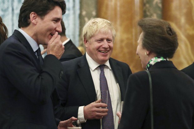 Princess Anne with Justin Trudeau and Boris Johnson at the NATO reception.