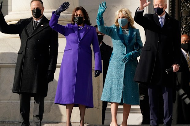 President-elect Joe Biden, his wife Jill Biden and Vice President-elect Kamala Harris and her husband Doug Emhoff arrive at the steps of the U.S. Capitol for the start of the official inauguration ceremonies, in Washington, Wednesday, Jan. 20, 2021. (AP Photo/J. Scott Applewhite)