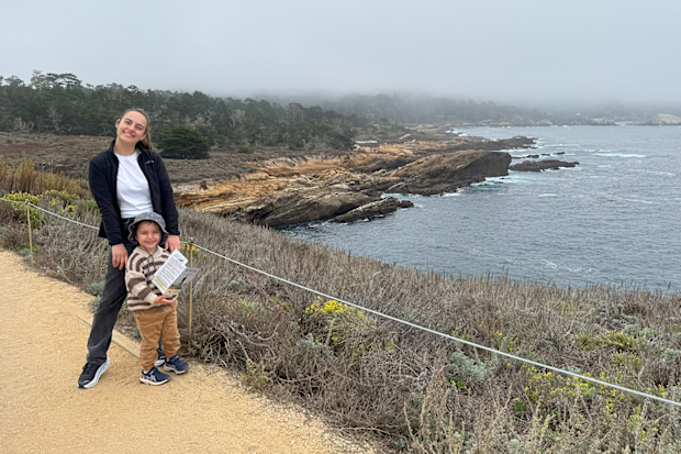 Nikolina Kharoufeh and her son on holiday